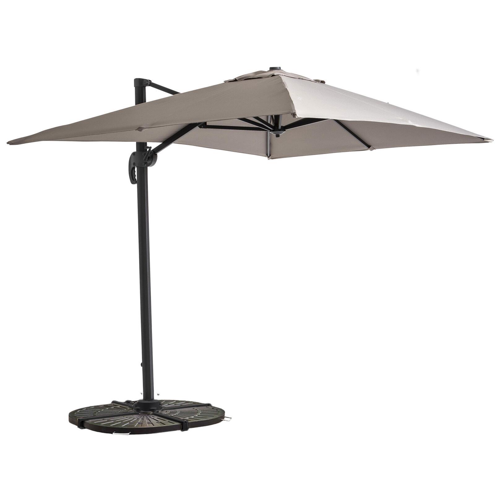 Parasol excéntrico 2x3 m rectangular inclinable giratorio 360° y 4 losas lastradas