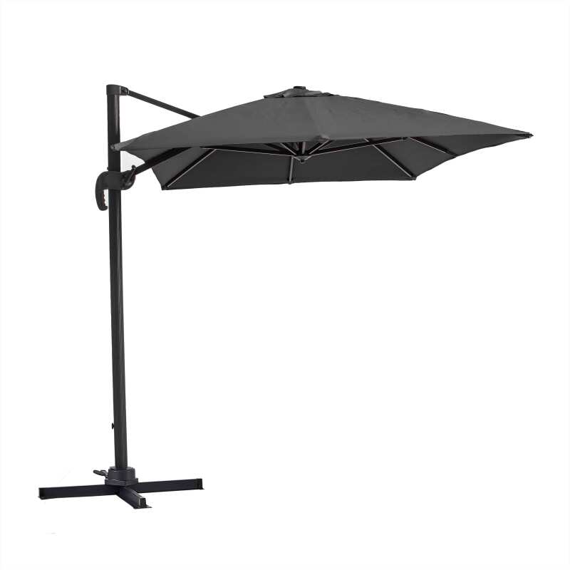 Parasol excéntrico 2x3 m rectangular inclinable giratorio 360° y 4 losas lastradas (2/6)