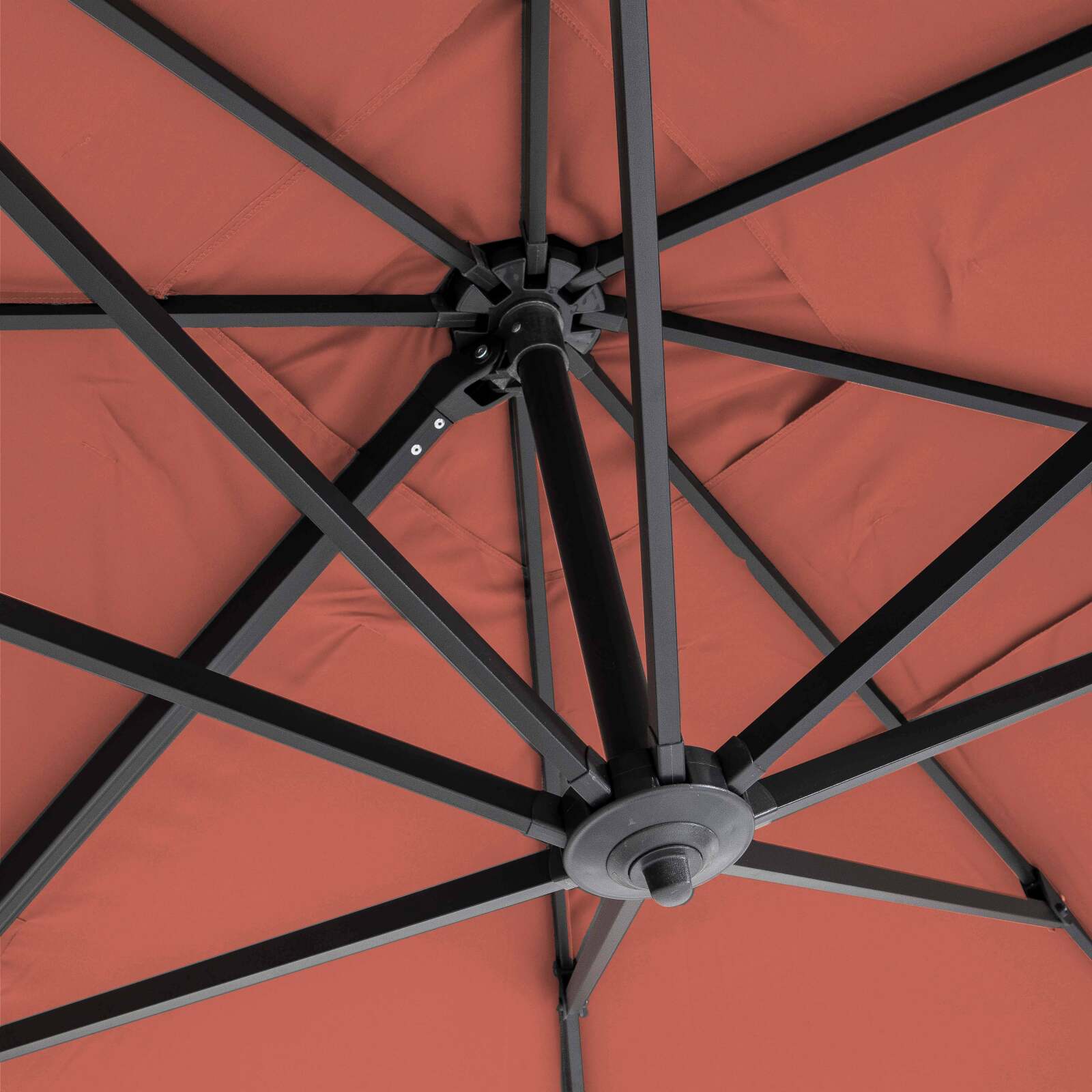 Parasol excéntrico 2x3 m rectangular inclinable giratorio 360° y 4 losas lastradas