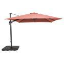 Parasol excéntrico 3x3 m cuadrado inclinable giratorio 360° y 4 losas de lastre rellenables