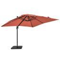 Parasol excéntrico 3x3 m cuadrado inclinable giratorio 360° y 4 losas de lastre rellenables