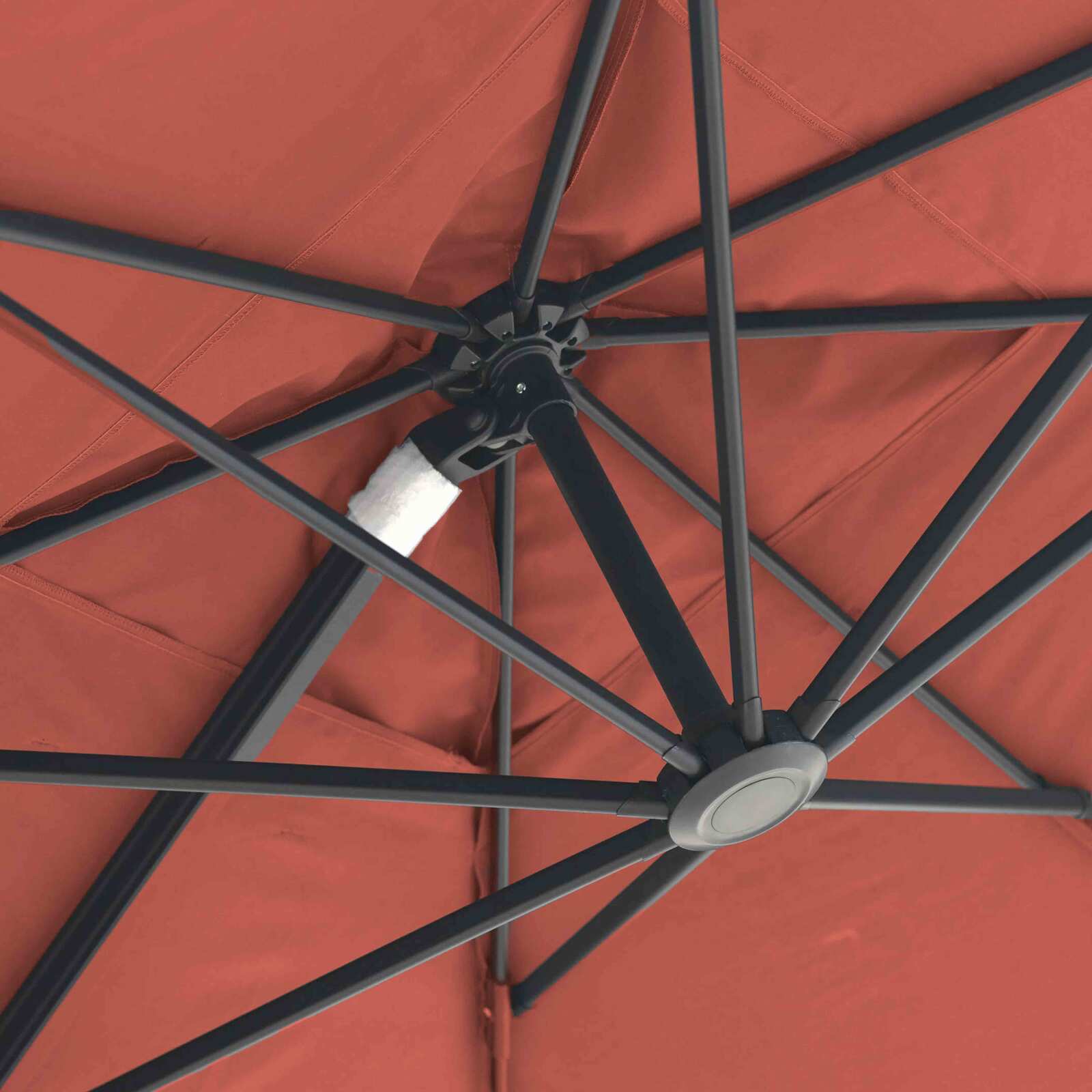 Parasol excéntrico 3x3 m cuadrado inclinable giratorio 360° y 4 losas de lastre rellenables