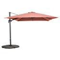 Parasol excéntrico 3x3 m cuadrado inclinable giratorio 360° y 4 losas lastradas