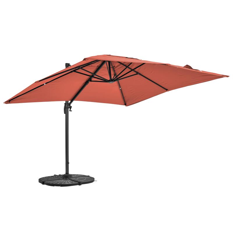 Parasol excéntrico 3x3 m cuadrado inclinable giratorio 360° y 4 losas lastradas (3/6)