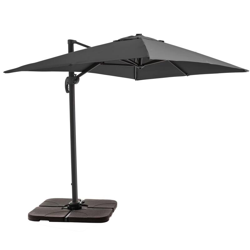 Parasol excéntrico 2x3 m rectangular inclinable giratorio 360° y 4 losas de lastre rellenables
