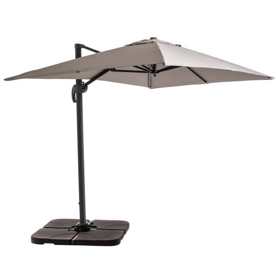 Parasol excéntrico 2x3 m rectangular inclinable giratorio 360° y 4 losas de lastre rellenables