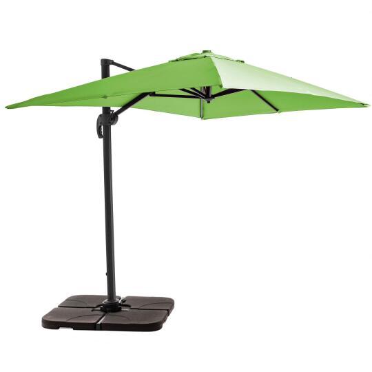 Parasol excéntrico 2x3 m rectangular inclinable giratorio 360° y 4 losas de lastre rellenables | Oviala