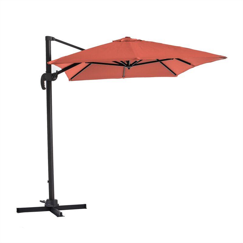 Parasol excéntrico 2x3 m rectangular inclinable giratorio 360° y 4 losas de lastre rellenables (3/7)