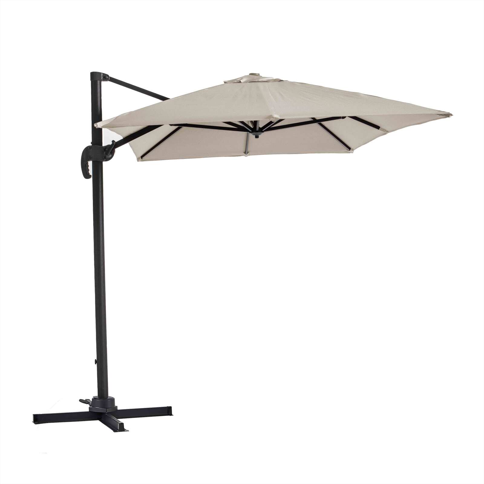Parasol excéntrico 2x3 m rectangular inclinable giratorio 360° y 4 losas de lastre rellenables