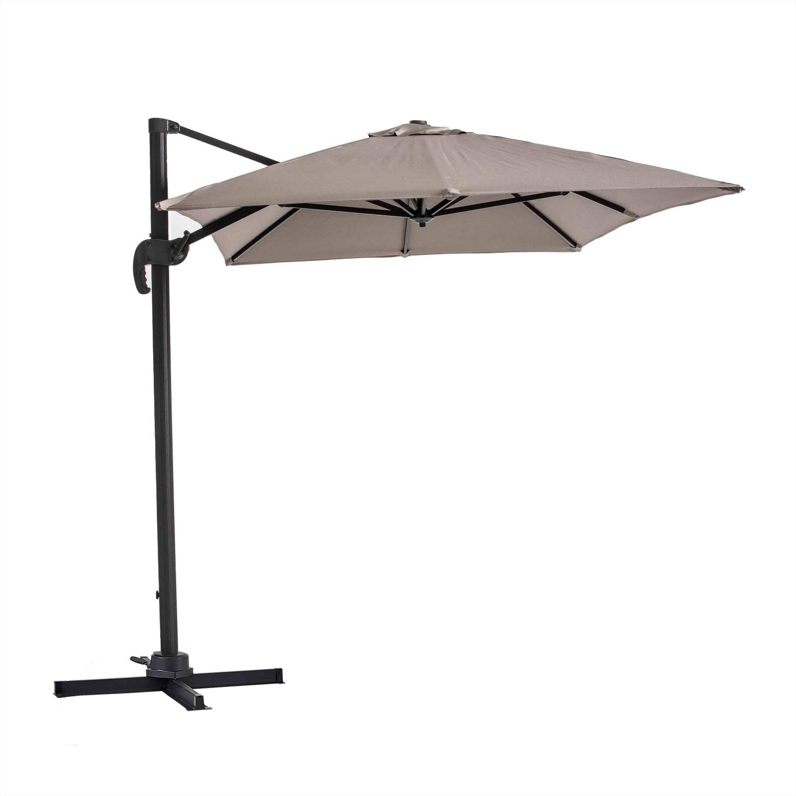 Parasol excéntrico 2x3 m rectangular inclinable giratorio 360° y 4 losas de lastre rellenables