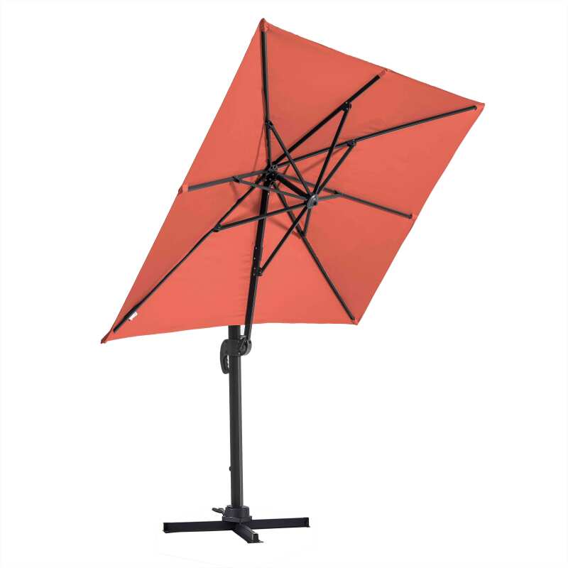 Parasol excéntrico 2x3 m rectangular inclinable giratorio 360° y 4 losas de lastre rellenables (2/7)