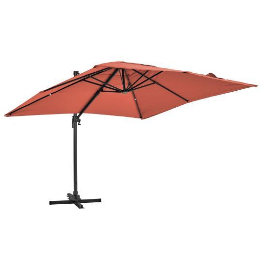 Parasol excéntrico 2x3 m rectangular inclinable y giratorio 360° | Oviala