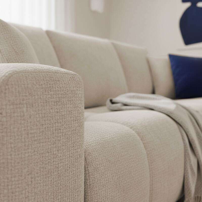 Sofá esquinero de 3 plazas de tela con chaise longue derecha y cojines (3/8)