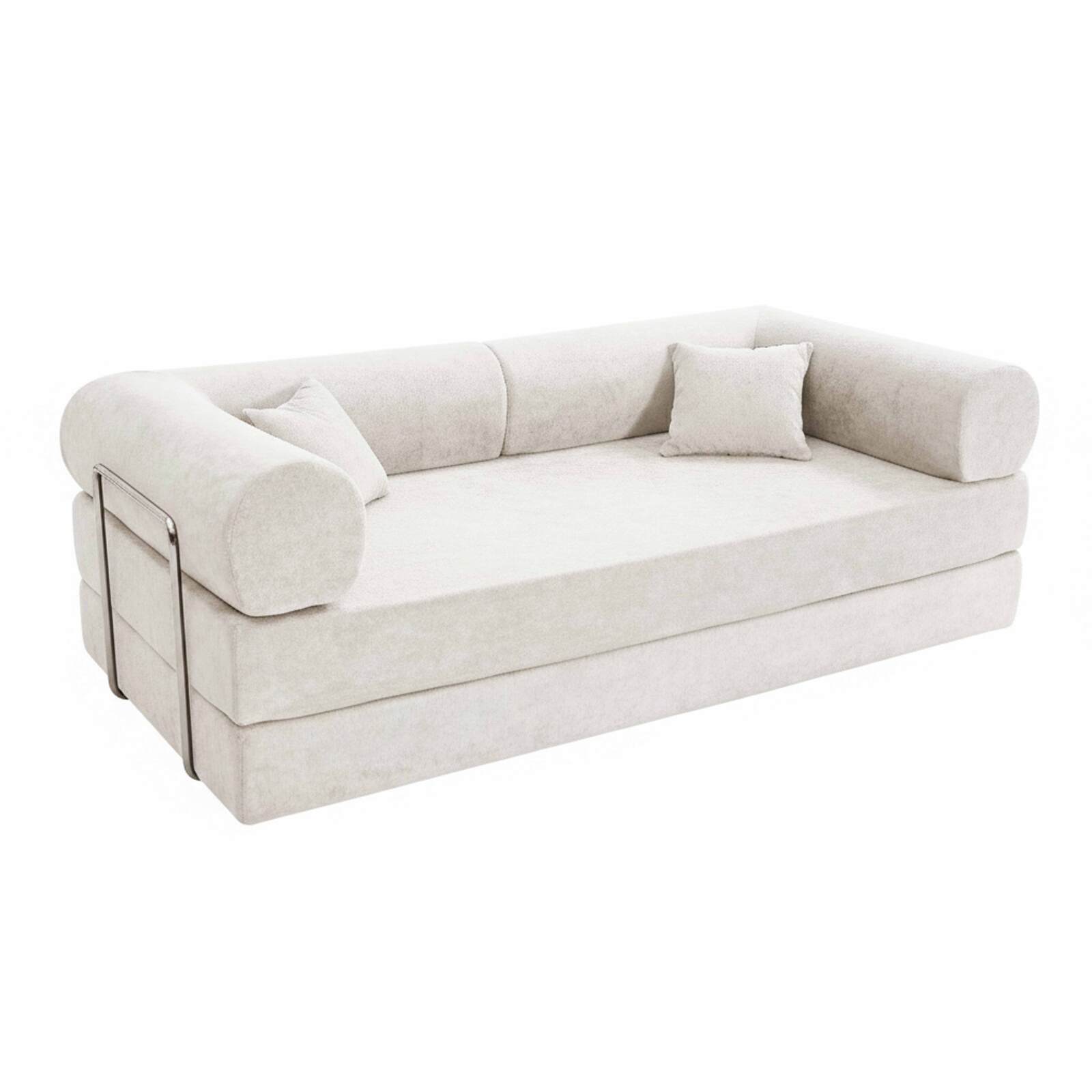 Sofá cama 2 plazas de tela con cojines