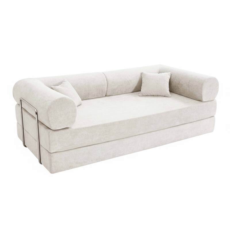 Sofá cama 2 plazas de tela con cojines