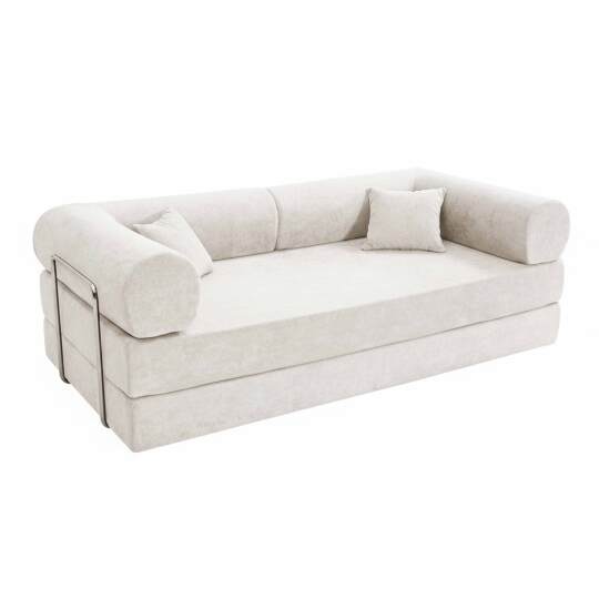 Sofá Cama 2 plazas en tela de con cojines | Oviala