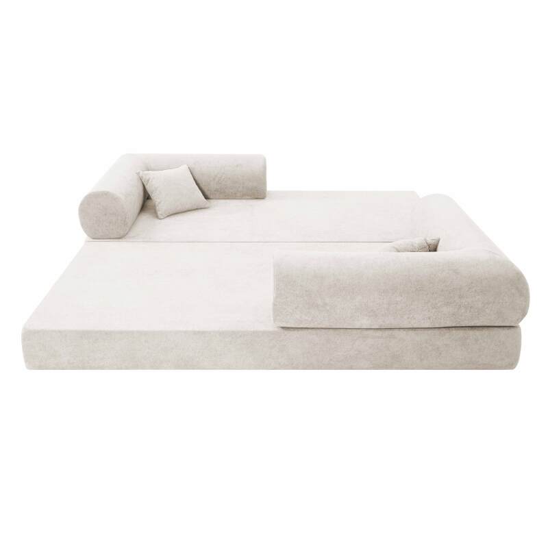 Sofá cama 2 plazas de tela con cojines (5/7)