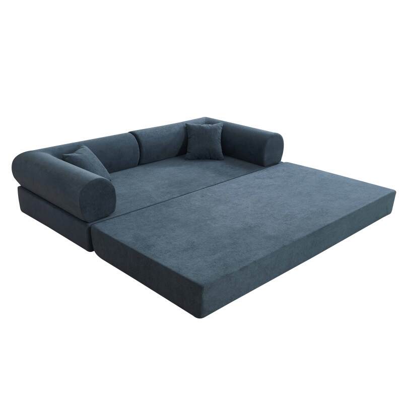 Sofá cama 2 plazas de tela con cojines (5/8)