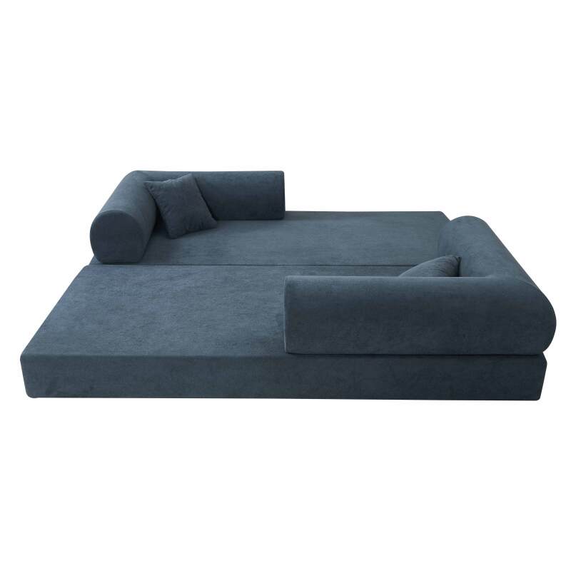 Sofá cama 2 plazas de tela con cojines (6/8)