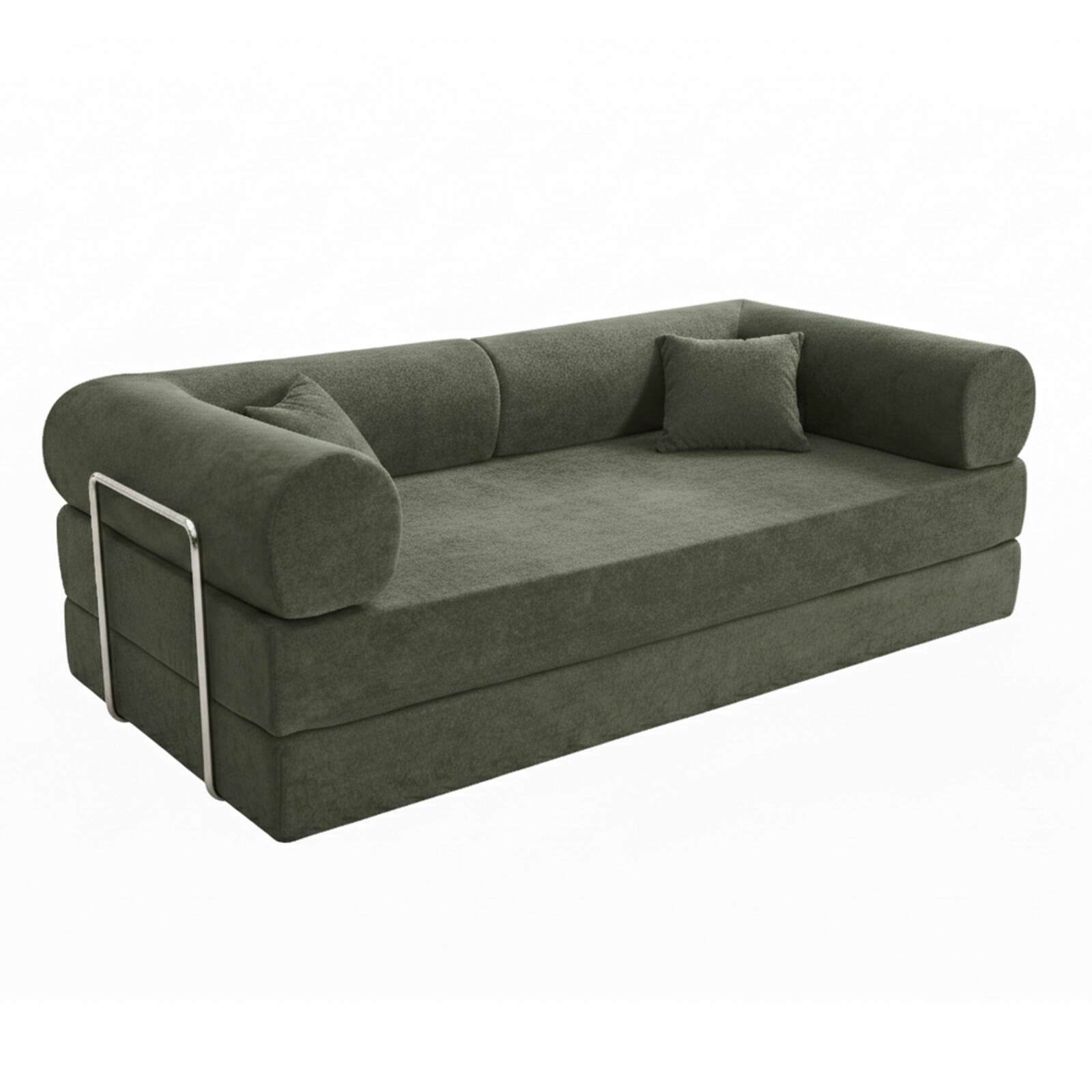 Sofá cama 2 plazas de tela con cojines