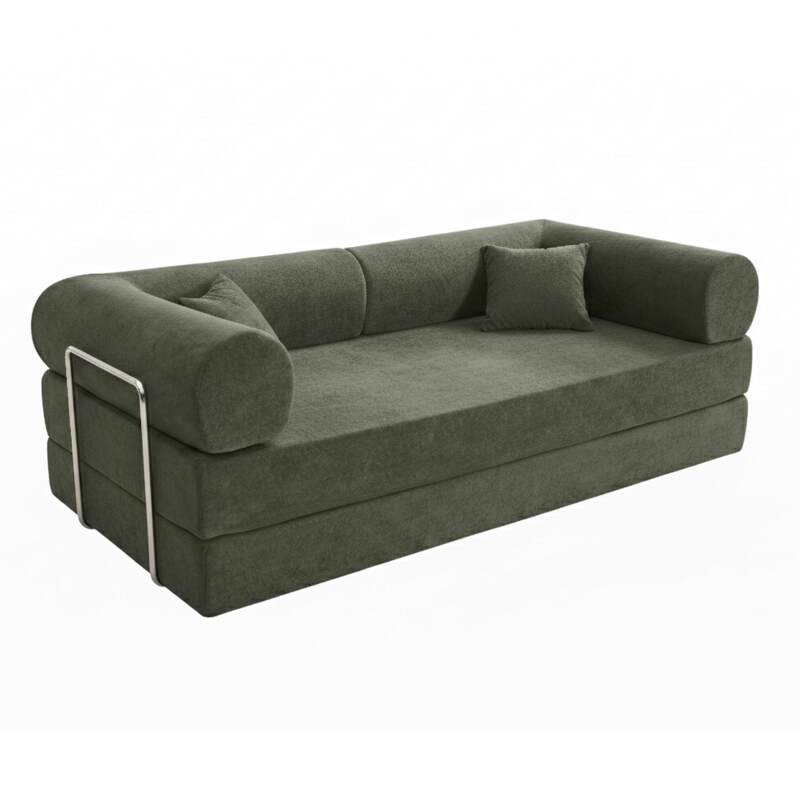 Sofá cama 2 plazas de tela con cojines