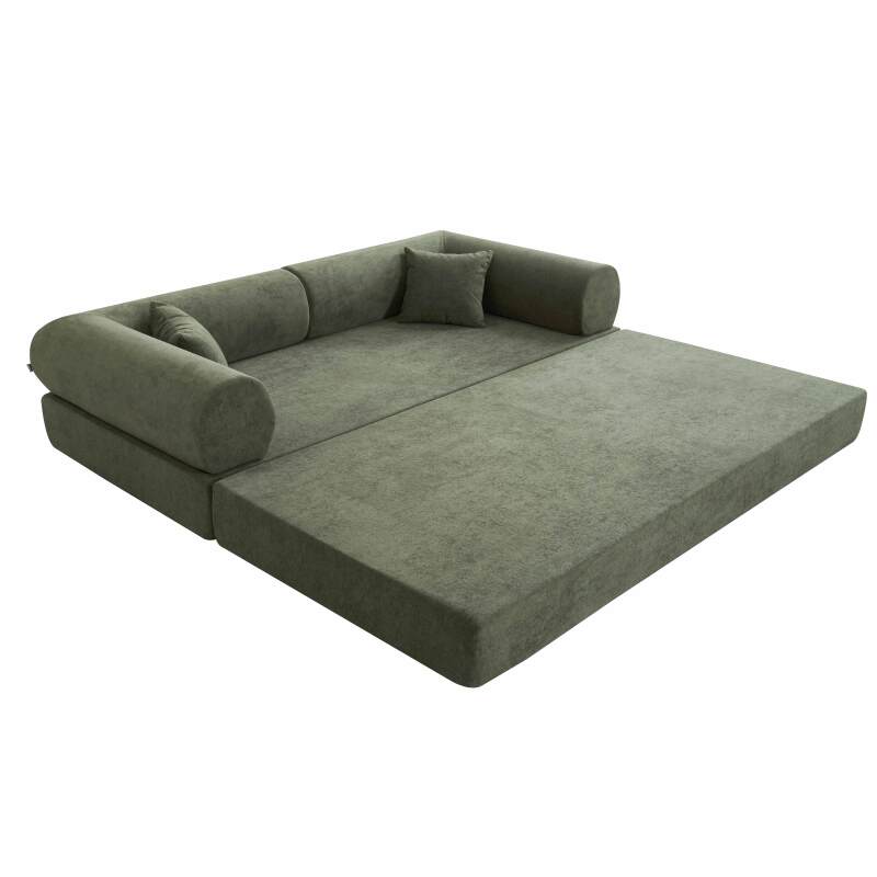 Sofá cama 2 plazas de tela con cojines (5/7)