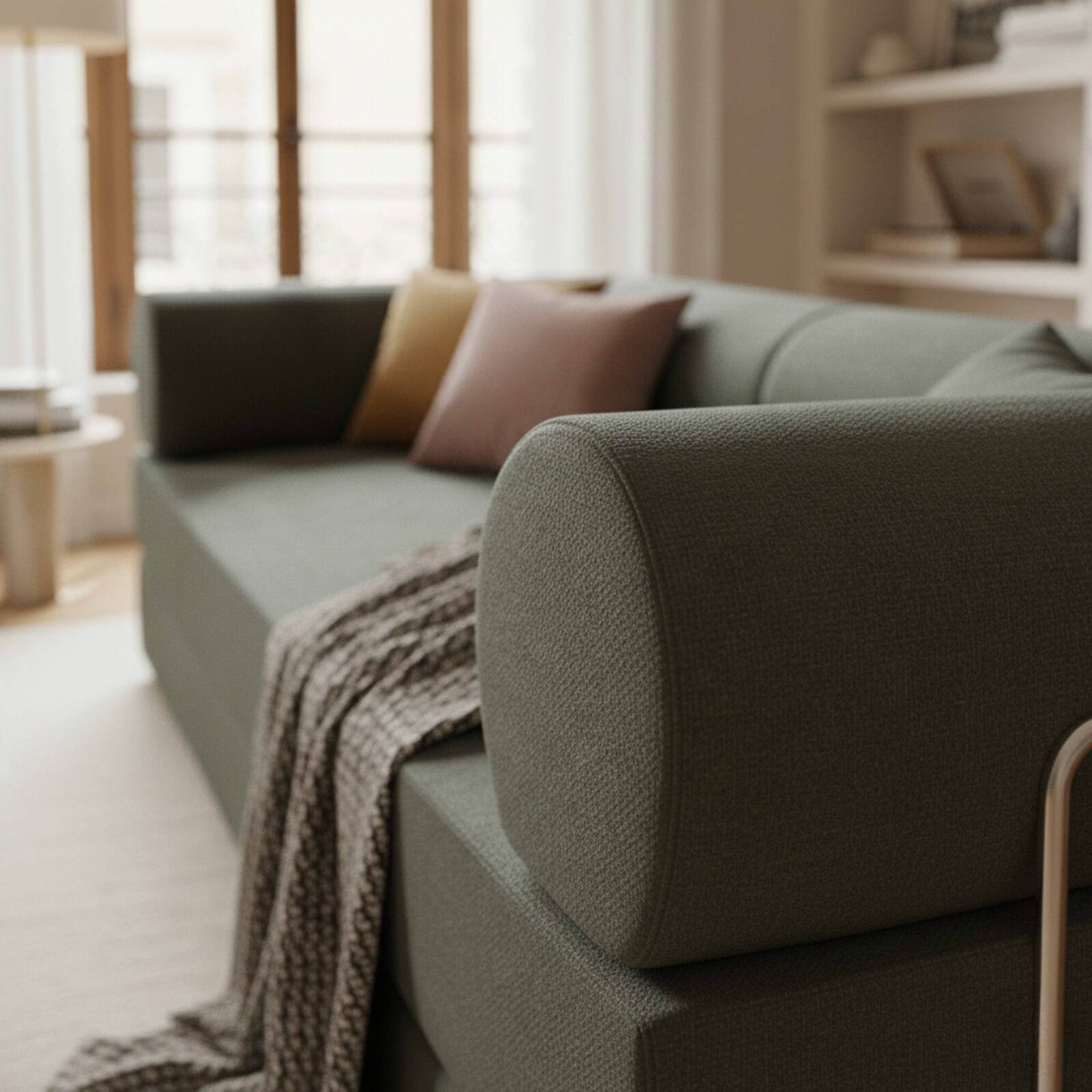 Sofá cama 2 plazas de tela con cojines