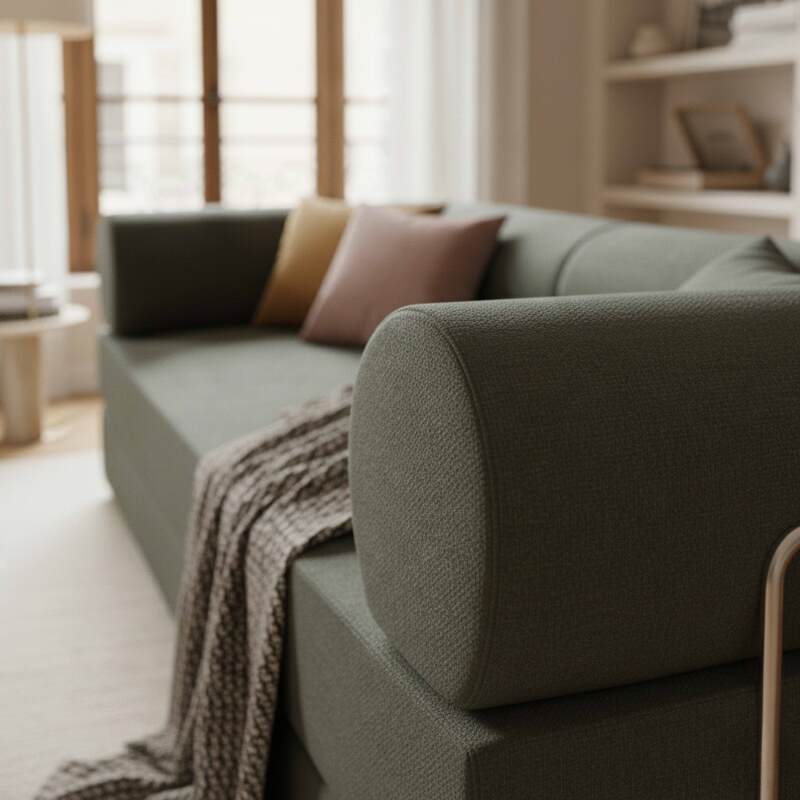 Sofá cama 2 plazas de tela con cojines (3/7)