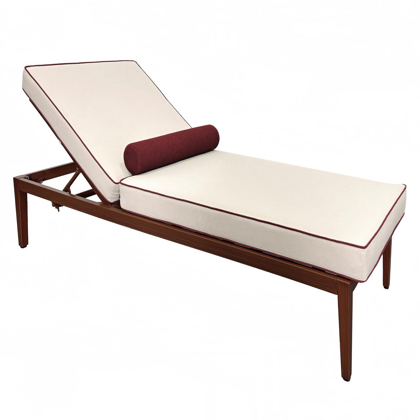 Tumbona de aluminio efecto madera reclinable 4 posiciones con cojín