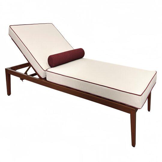 Tumbona de aluminio efecto madera reclinable 4 posiciones con cojín | Oviala