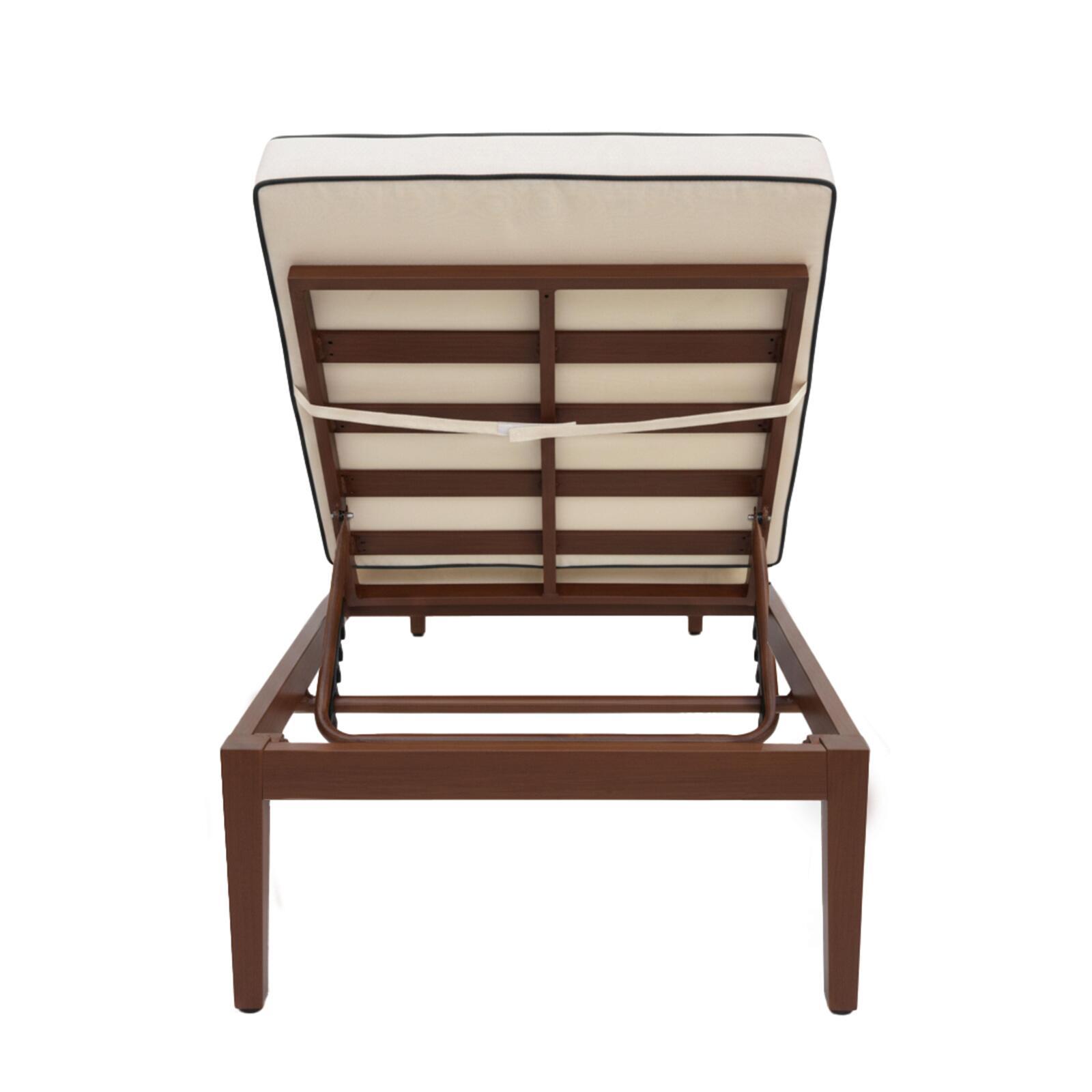 Tumbona de aluminio efecto madera reclinable 4 posiciones con cojín