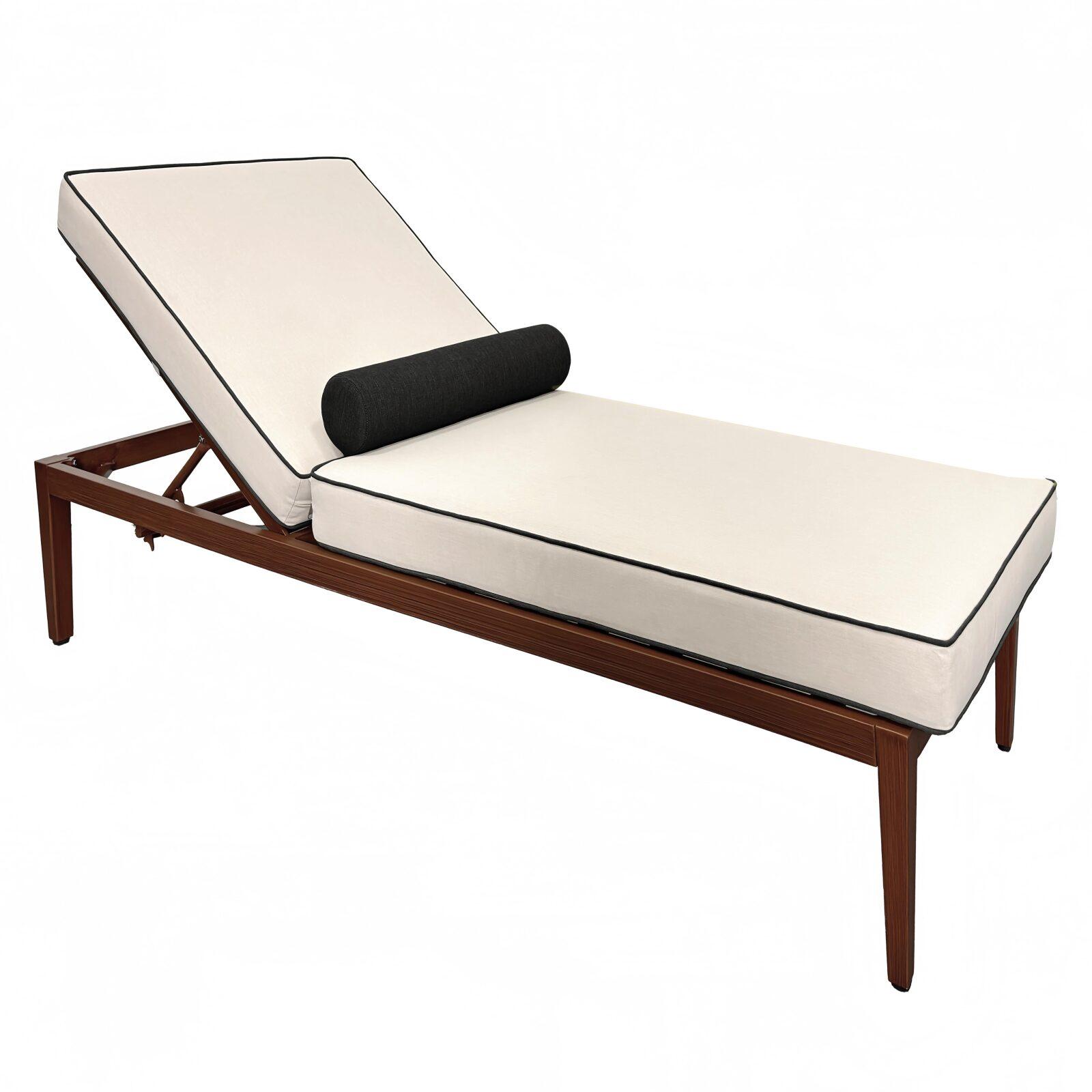 Tumbona de aluminio efecto madera reclinable 4 posiciones con cojín