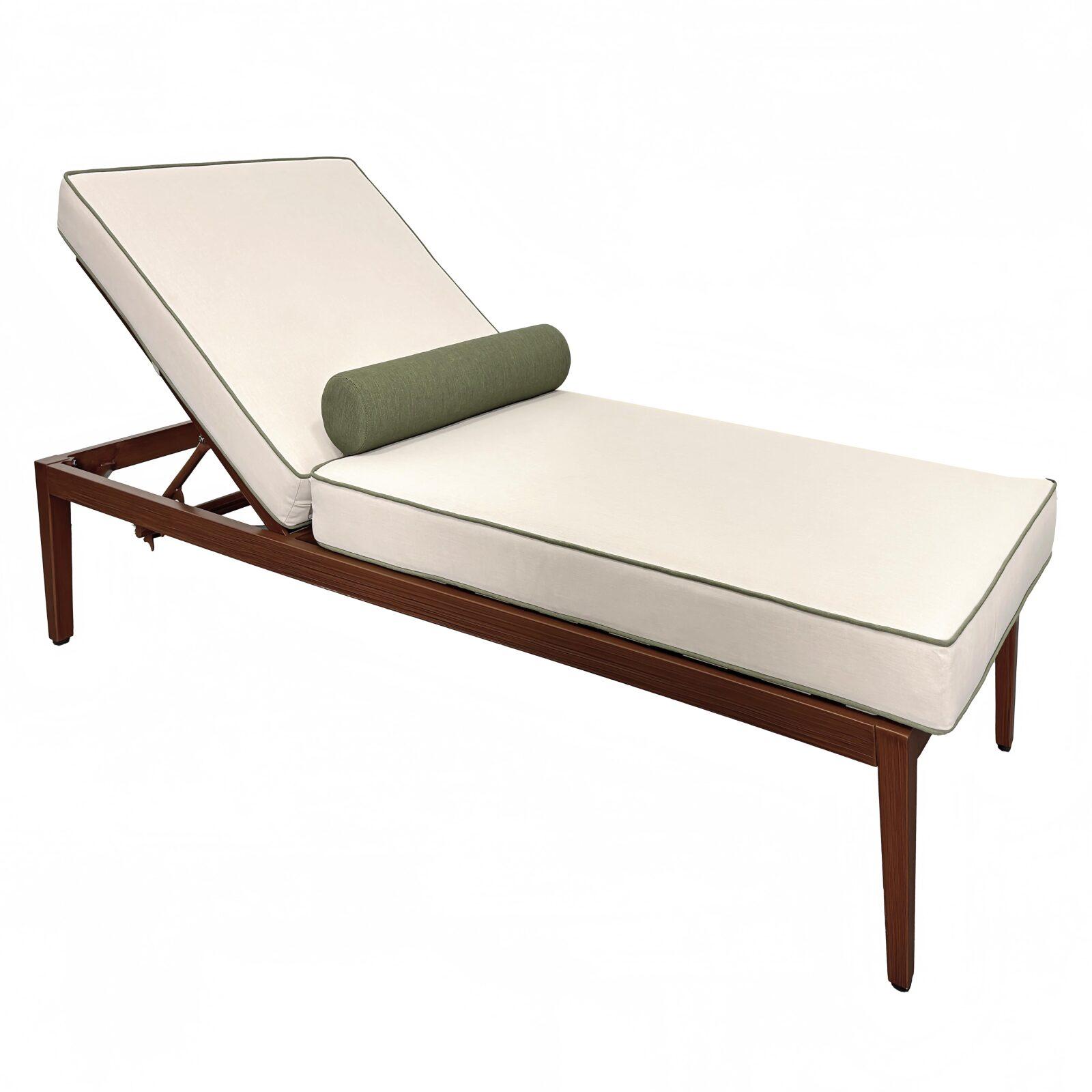 Tumbona de aluminio efecto madera reclinable 4 posiciones con cojín