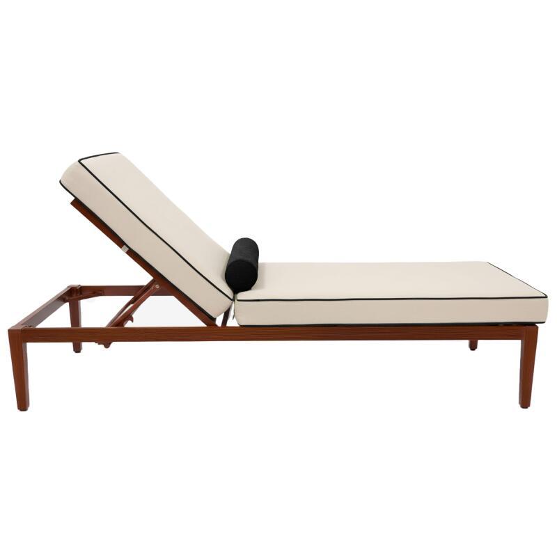 Tumbona de aluminio efecto madera reclinable 4 posiciones con cojín (3/6)