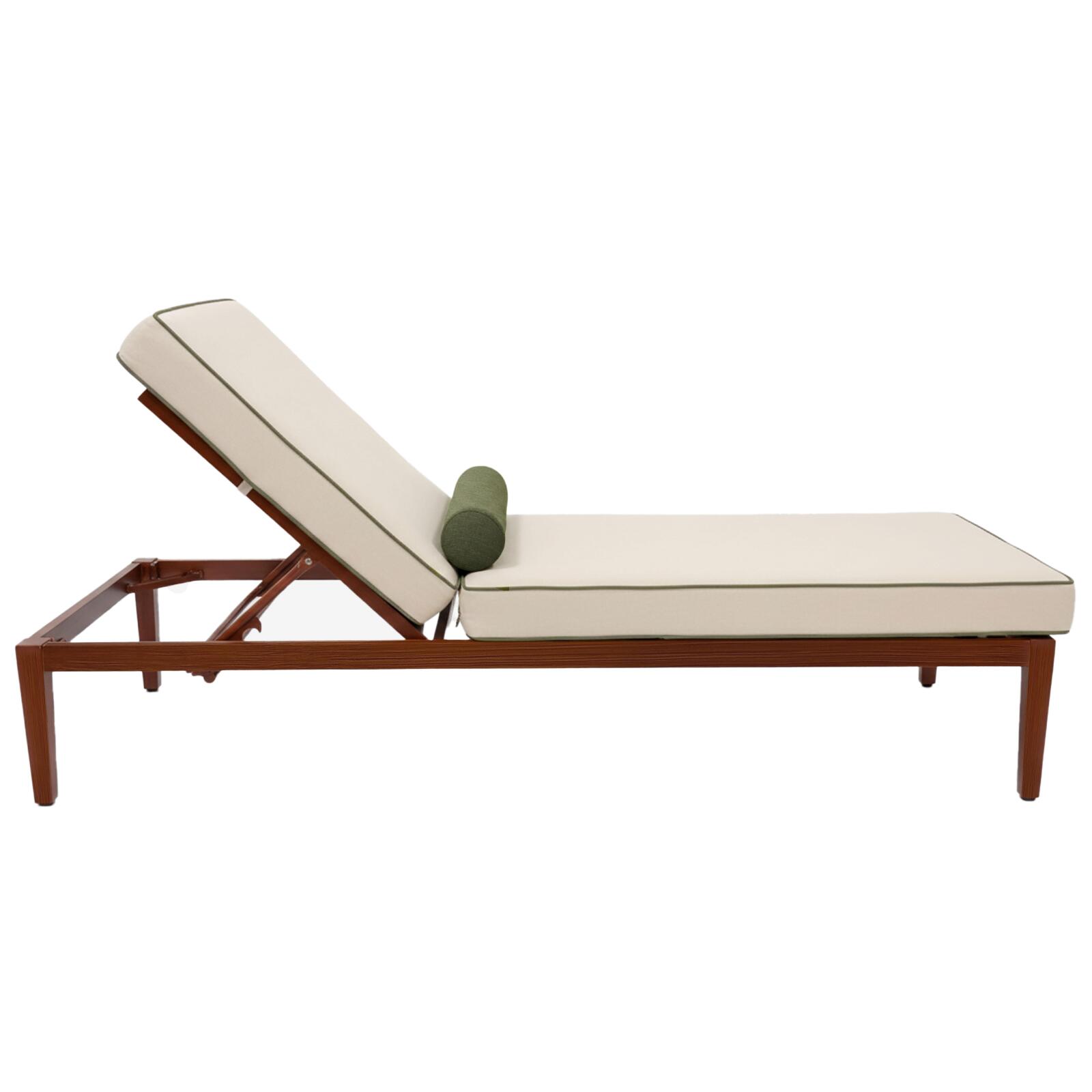 Tumbonas de aluminio efecto madera reclinables 4 posiciones con cojín - Lote de 2