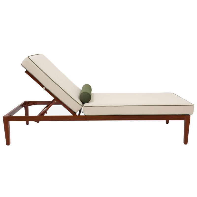 Tumbonas de aluminio efecto madera reclinables 4 posiciones con cojín - Lote de 2 (4/7)