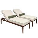 Tumbonas de aluminio efecto madera reclinables 4 posiciones con cojín - Lote de 2