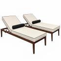 Tumbonas de aluminio efecto madera reclinables 4 posiciones con cojín - Lote de 2