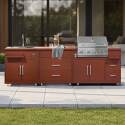 Cocina de exterior de metal con fregadero de exterior, barbacoa y almacenaje - 3 módulos