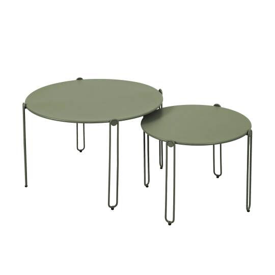 Mesas de centro nido de jardín redondas de metal Ø60x40 cm y Ø45x36 cm - Por 2 | Oviala