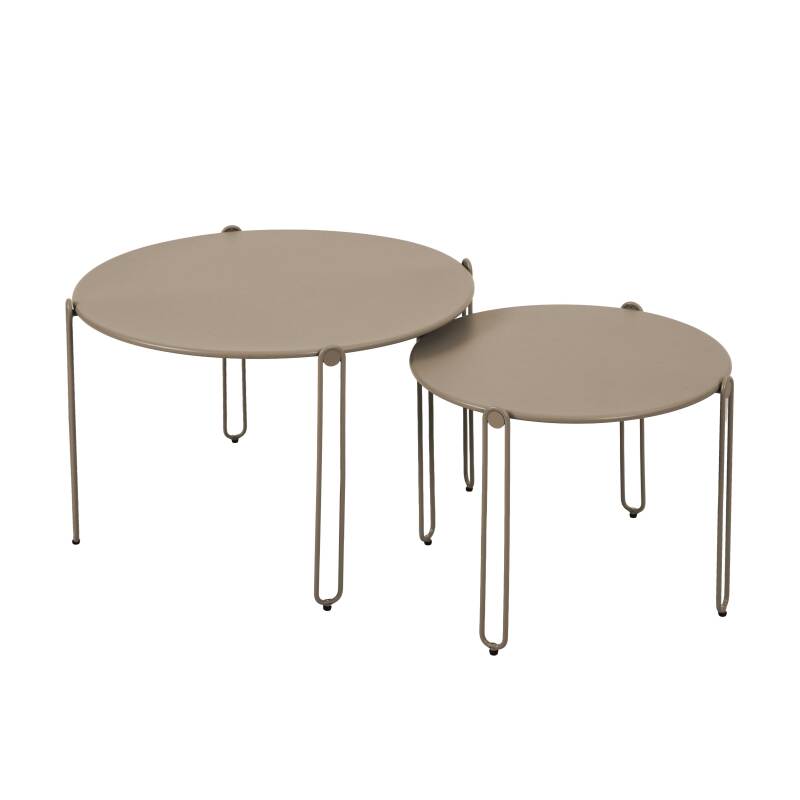 Mesas de centro nido de jardín redondas de metal Ø60x40 cm y Ø45x36 cm - Por 2