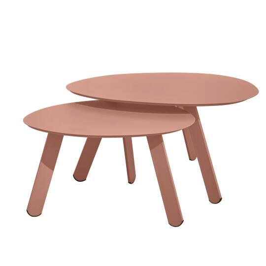 Mesas de centro nido de jardín redondas de metal Ø68x40 cm y Ø55x36 cm - Por 2 | Oviala