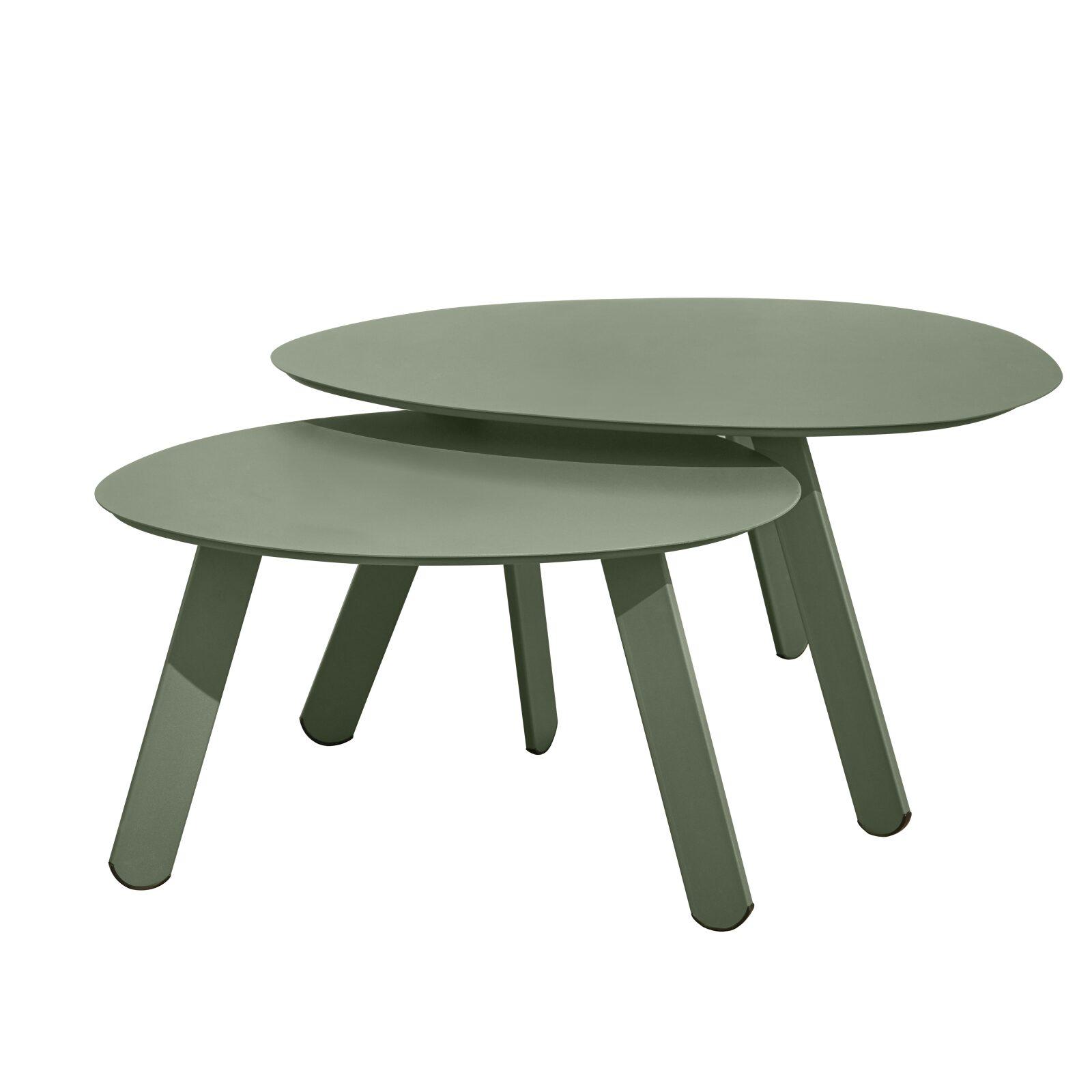 Mesas de centro nido de jardín redondas de metal Ø68x40 cm y Ø55x36 cm - Por 2