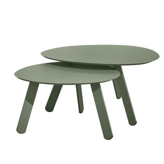 Mesas de centro nido de jardín redondas de metal Ø68x40 cm y Ø55x36 cm - Por 2 | Oviala