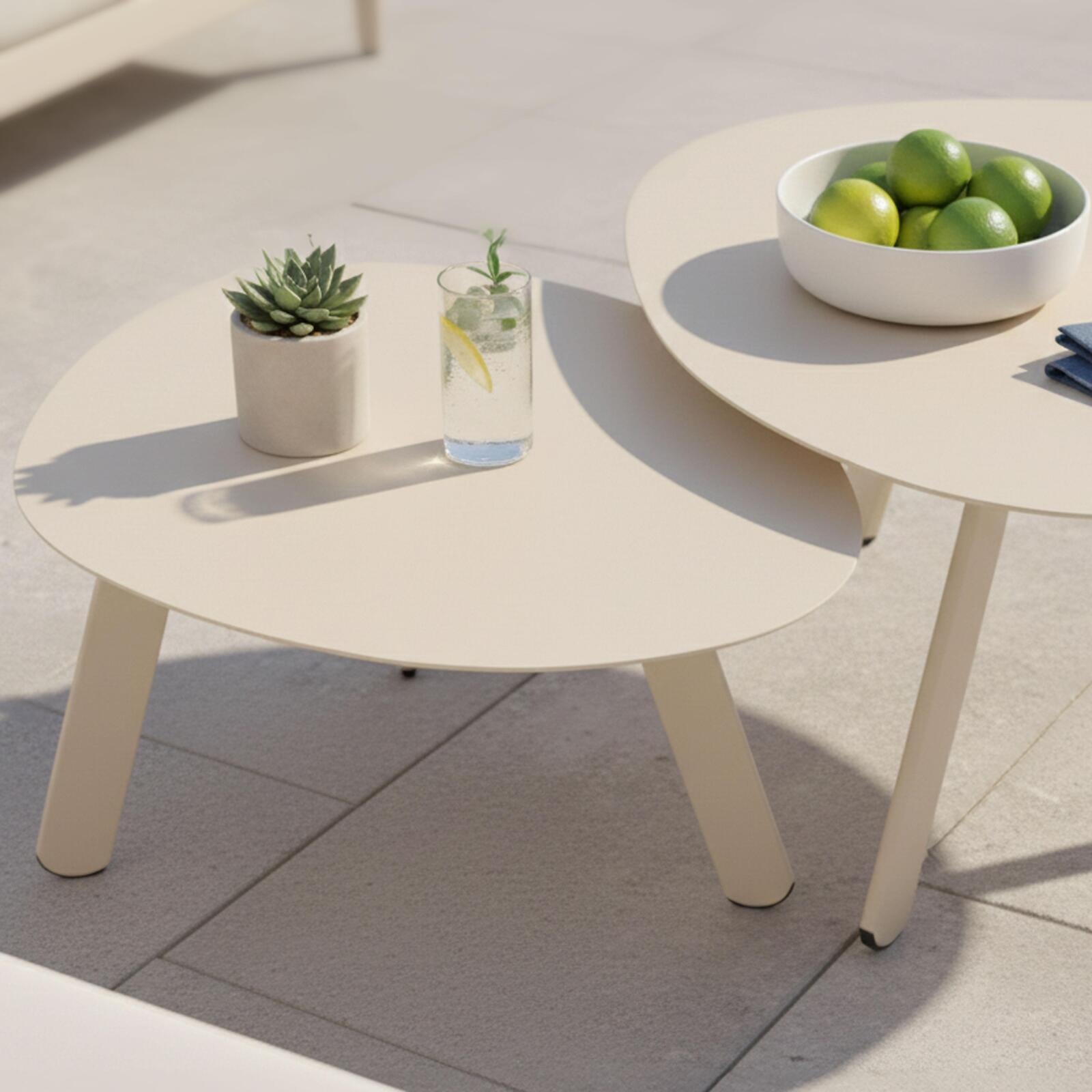 Mesas de centro nido de jardín redondas de metal Ø68x40 cm y Ø55x36 cm - Por 2