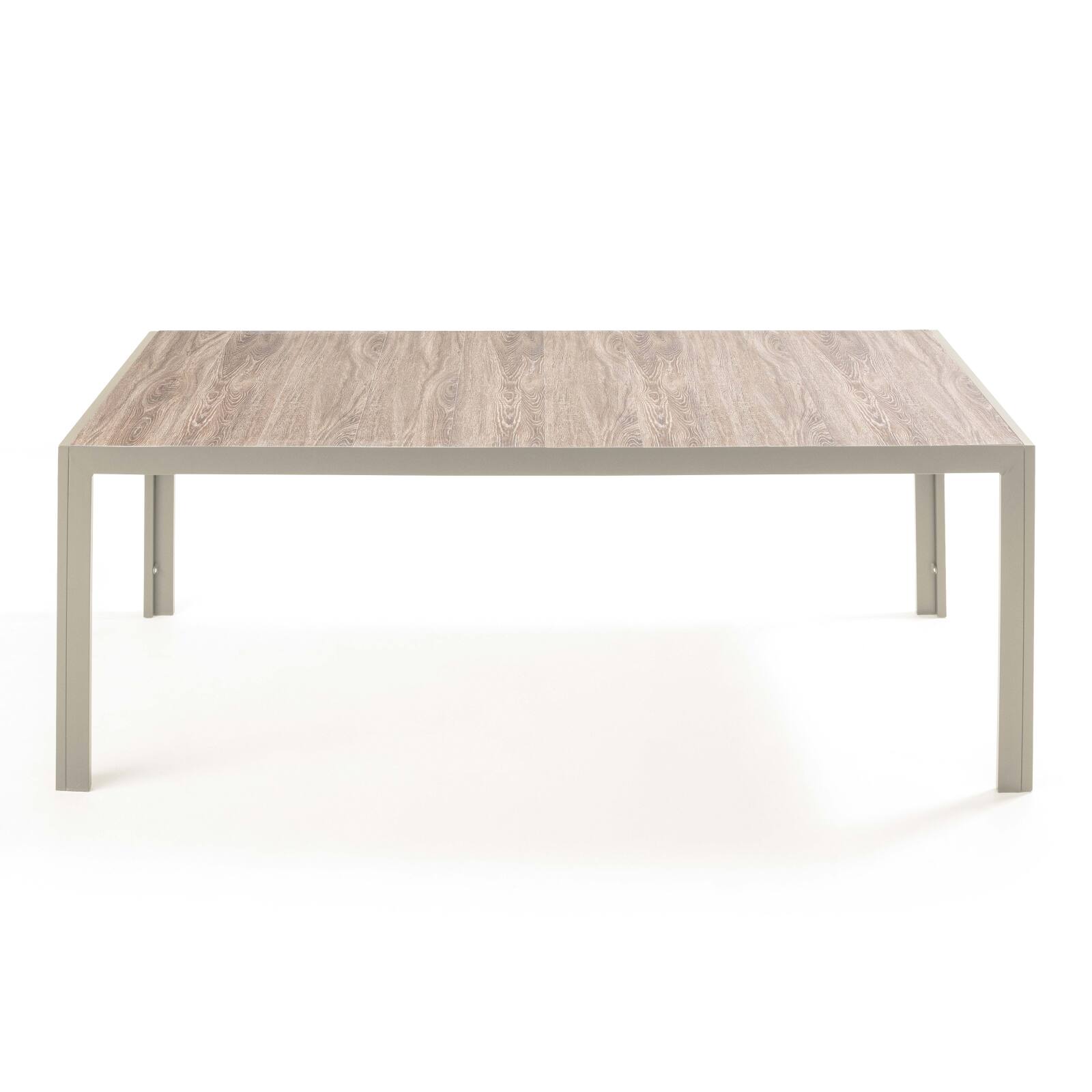 Mesa de jardín de aluminio y cerámica efecto madera 8 personas 206x100 cm