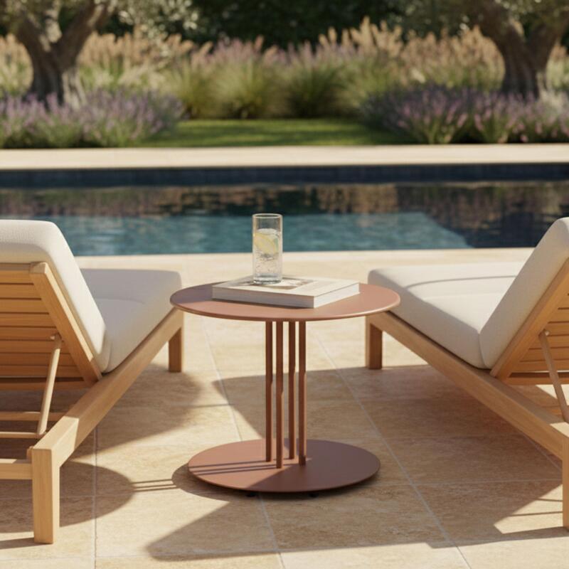 Mesa de centro de jardín redonda de metal Ø50x38 cm - Lifestyle