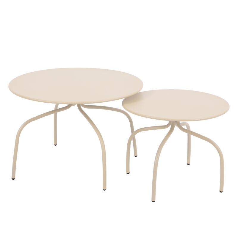 Mesas de centro nido de jardín redondas de metal Ø60x40 cm y Ø40x36 cm - Por 2