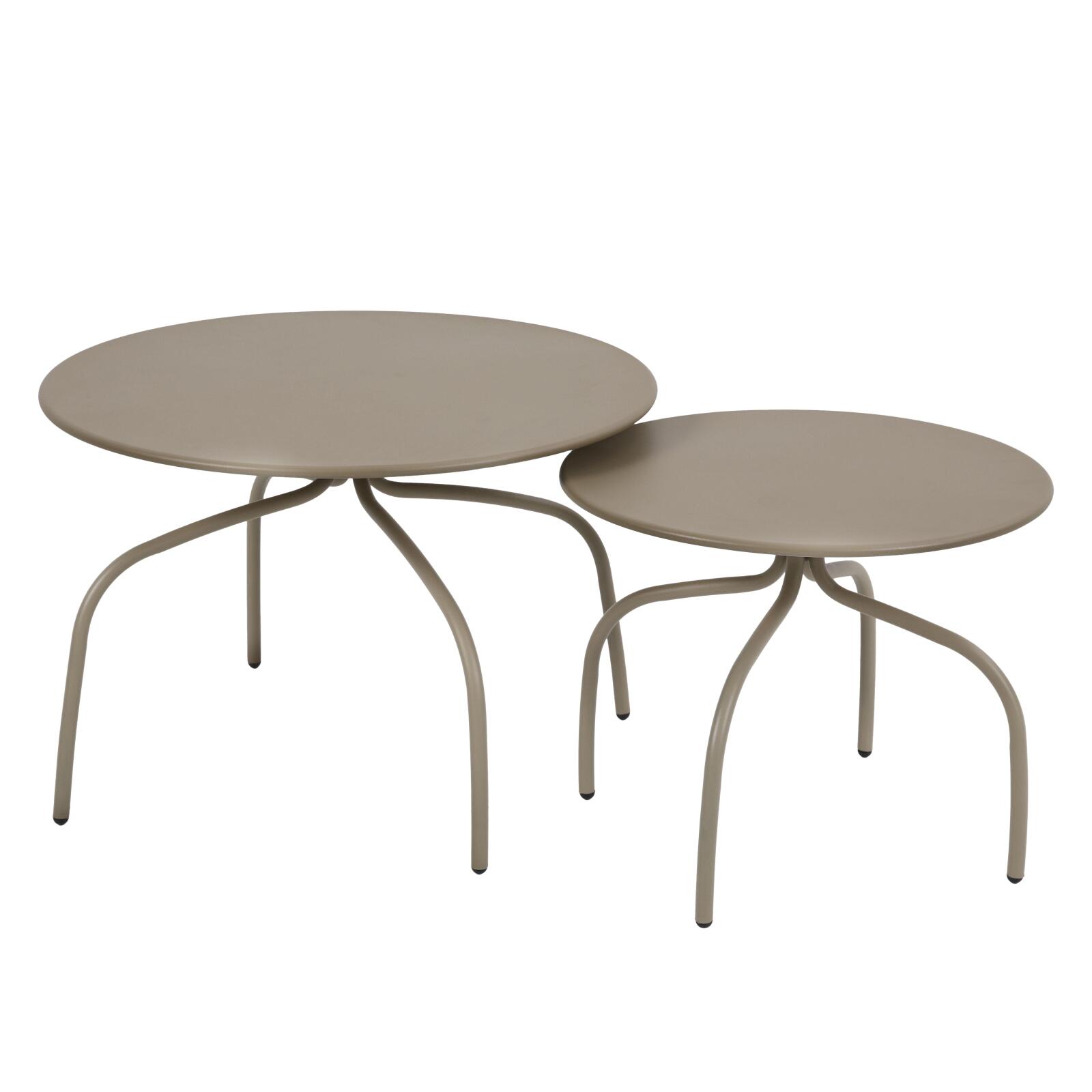 Mesas de centro nido de jardín redondas de metal Ø60x40 cm y Ø40x36 cm - Por 2