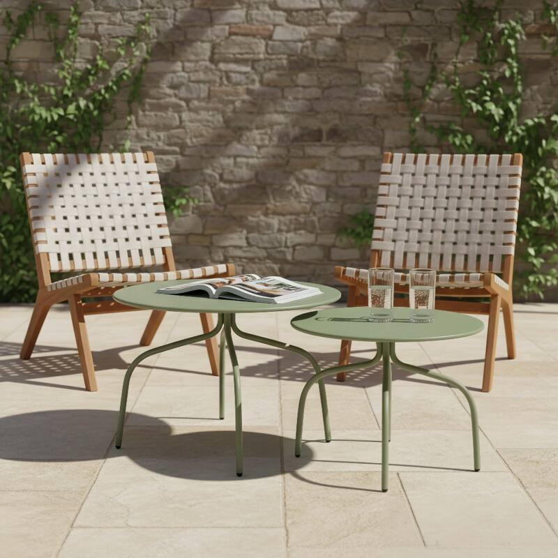 Mesas de centro nido de jardín redondas de metal Ø60x40 cm y Ø40x36 cm - Por 2 - Lifestyle